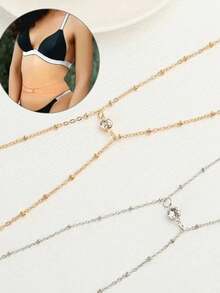 1件装女士时尚多层腰链，适合夏季海滩派对和节日礼物 - 金黃色 - 查看 6