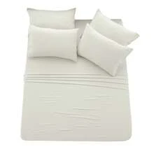 LUX DECOR 6-Piece Embroidered Bed Sheet Set – Brushed Microfiber Material, Deep Pocket Design, Lightweight & Breathable For Everyday Use – Graduation Gifts, Home Decor, Winter Vibes, Sleep Protection For Dorms, Student Beds, Back‑To‑School Gift, Christmas Decor, New Year Vibes - 米白色 - 查看 7