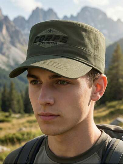1 Pc "CORPS EXPEDITION" Embroidered Military Cap For Men & Women, Tactical Cadet Hat With Adjustable Buckle, Sun-Protective Brim, Durable Canvas Fabric, Suitable For Daily Wear, Outdoor Activities, Tactical Training, Stylish Headwear Ideal Gift For Christmas, Birthday & Outdoor Enthusiasts