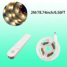 2835RGB Body Sensor LED Strip Light, 3.28FT/1M-16.4FT/5M, Battery Box Mounted Battery Powered Or USB Powered (Batteries Not Included), Warm Light/White Light Optional, Soft And Bright Colors Suitable For Staircases, Closets, Study Rooms, Bedrooms. - CT-white Light/Warm Light - View 9