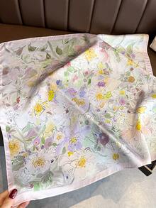 1条女士优雅复古印花轻薄缎面方巾，波西米亚风休闲女士围巾/披肩，轻薄舒适，适合春夏日常佩戴和外出。 - 彩色 - 查看 2