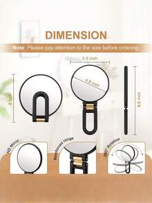 Kính lúp 50X, Gương cầm tay di động có tay cầm - Gương cầm tay hai mặt, độ phóng đại 5X/50X, tay cầm/chân đế điều chỉnh được, gương trang điểm nhỏ gọn có thể gập lại, giá cả phải chăng, thích hợp làm quà Giáng sinh, mỹ phẩm, dụng cụ trang điểm, quà tặng, đồ dùng du lịch, đồ rẻ tiền, vật dụng cần thiết khi đi du lịch. - Nhiều màu - Xem 7