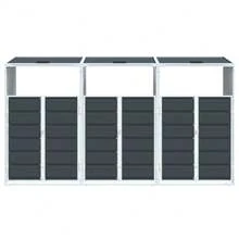 Bin Storage Unit For 3 Bins, Dark Grey, 216x81x115 Cm, Steel, Home & Garden, Household Supplies, Waste Bin Accessories, Waste Bin Covers - 深灰色 - 查看 3