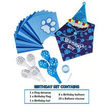 Decoraciones para fiesta de cumpleaños de mascotas, que incluyen pancarta, globos con huellas de pata, sombreros, baberos y pajaritas, adecuados para celebrar el cumpleaños de un perro - Multicolor - Ver 7