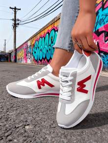 FZY Women's Lightweight Fashion Sneakers - Comfortable, Non-Slip, Lace-Up Casual Sneakers With Cushioned Insole, White & Blue Striped Design, Low-Top EVA Sole For All-Day Wear, Casual Sneakers | Lowtop Sneakers | Laceup Closure,2026 Fall New Women's Casual Sneakers. All-Plastic Upper With Colorful Stripes. Simple Laces For Tightness Adjustment. Flat Sole For Stable Walking. Lightweight And Soft, Comfortable For Everyday Wear. Perfect For Walking, Shopping, Commuting, And More. Durable, Easy To Clean, And A Versatile Everyday Sneaker.Must-Have Outfits For Valentine's Day - Đỏ - Xem 1
