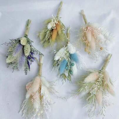 1/2/4 Bunches Of Natural Dried Flowers, Lavender, Gypsophila, Suitable For Home Decor, Office, Bedroom, Wedding Bridal Bouquet, Party & Wedding Centerpiece, Mother's Day, Thanksgiving, Easter, Graduation | Low Maintenance Elegant Dried Flower Bouquet, Wooden Vase Filler