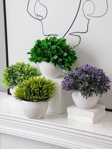 1 szt. Sztuczna roślina doniczkowa, 3 dostępne kształty, doniczka PE, zielona, dekoracja kuchni, dekoracja domu, dekoracja biura w akademiku, dekoracja na imprezę, urodziny, hotel, restauracja, salon, sypialnia, ślub, kuchnia, ogród - Zielony - Zobacz 1