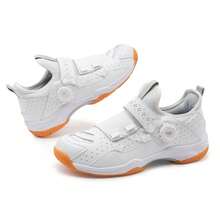 男士羽毛球鞋，旋钮式鞋带，碳纤维板支撑，超轻透气防滑，专业羽毛球比赛及训练鞋，网球鞋 - 白色 - 查看 7