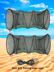1pc Foldable Fishing Trap, Suitable For Crab, Small Fish, Crawfish And Shrimp - Portable Nylon Bait Cage, Black - Durable PA Material, Mixed Color, Ideal For Shrimp And Crawfish Fishing, Bait Suitable For Outdoor Fishing, Camping, Survival - Multicolor - View 3