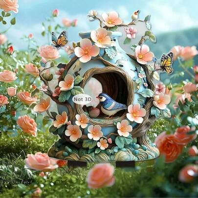 亚克力/人偶桌面摆件，除了复活节主题设计外，日常使用的流行元素还包括小鸟、花朵、蝴蝶、风车和其他春夏缤纷图案。