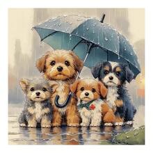Bộ tranh sơn dầu kỹ thuật số không khung 1 bức, kích thước 40x40cm/16x16in - Tranh gia đình cún con dễ thương, Tranh sơn dầu kỹ thuật số động vật, Nghệ thuật cổ điển, Bộ tranh sơn dầu kỹ thuật số thủ công - 9993397-4040 - Xem 11
