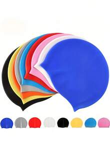Mũ bơi silicon màu trơn, mũ bơi unisex dành cho người lớn, chống thấm nước, chống trượt, giữ cho tóc khô ráo, độ đàn hồi cao, thích hợp cho bơi trong nhà, ngoài trời, hồ bơi và bãi biển, các môn thể thao dưới nước, phụ kiện bãi biển, phao bơi. - Nhiều màu - Xem 5
