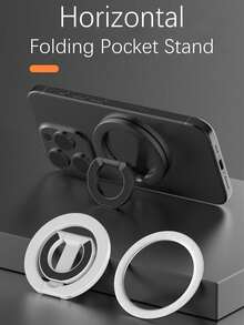 Magnetic Style Alloy Phone Ring Holder Stand, 1pc Magnetic Ring Holder, 3-Level Double-Sided Magnetic, Ultra-Thin & Strong Magnetic Force, 360° Rotation, Foldable Ring Phone Stand, Portable & Universal, Desktop Decor Design, Compatible With IPhone, Android Phones, Spring Birthday Gift, Gift For Family And Friends - Multicolor - View 7