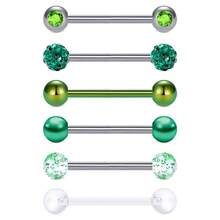 Bộ 6 chiếc khuyên lưỡi và khuyên núm vú bằng thép không gỉ 316L 14G, thiết kế theo yêu cầu, đính đá CZ và ngọc trai giả, dành cho nữ, chiều dài 16MM. - Thanh tạ thẳng - Xem 11