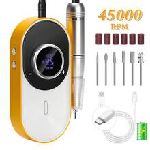 45000RPM Portable Electric Nail File Rechargeable Nail Drill Low Noise Professional Nail Gel Polish Remove Grinding Equipment - Orange - View 9