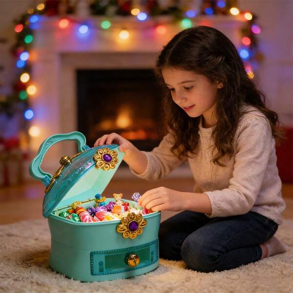 [Fuego MX] caliente retro caja del tesoro forma princesa de lujo DIY niños plástico cosméticos joyería caja de almacenamiento caja de escritorio de dulces caja de accesorios