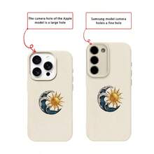 1 pieza Funda de teléfono de material TPU con patrón de ola y sol de imágenes naturales, compatible con iPhone 17 Pro Max/17/16 Pro Max/15/13/12/11, S20 FE/A15/S24/A55, Note 11/Note 12/Note 13 Pro, cobertura completa, protección suave anti-caídas - Blanco - Ver 7