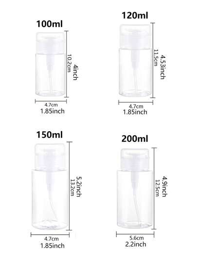 1pc Plastic Pump Bottle, Suitable For Nail Polish Remover, Makeup Remover Etc., With Flip Cap Pump Head, Can Be Used As Travel Storage Bottle (120ml-200ml Capacity), An Ideal Christmas Gift