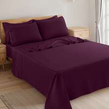 LUX DECOR 6-Piece Embroidered Bed Sheet Set – Brushed Microfiber Material, Deep Pocket Design, Lightweight & Breathable For Everyday Use – Graduation Gifts, Home Decor, Winter Vibes, Sleep Protection For Dorms, Student Beds, Back‑To‑School Gift, Christmas Decor, New Year Vibes - 李子 - 查看 7