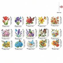 15件鑽石畫花卉蝴蝶鳥類套裝，DIY圓鑽藝術裝飾，壓克力手工藝，附配件與工具，初學者DIY手工藝，春季裝飾禮物 - 查看 5