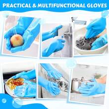 1 Pair Pet Grooming Gloves - Cat Dog Bathing Gloves - Silicone Material, - Pet Bathing And Massage - Multicolor - View 10