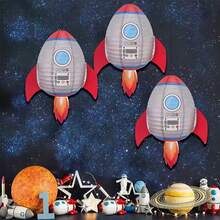 Rocket-Shaped Paper Lanterns, Space Theme Hanging Party Decorations, Easy DIY Ceiling Hanging Decor, Suitable For Birthday, Baby Shower, Holiday Party Supplies - View 2