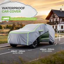 Cubierta para Auto, Funda de Coche Exterior para SUV, Funda para Coche con Tiras Reflectantes, Lona para Auto Impermeable, Antipolvo, Antilluvia y Antiuv, Protege tu Coche de Arañazos(Plata) - SUV Negro - Ver 7