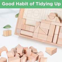IPlay ILearn Kid Wooden Building Block Set Toddler Natural Wood Block Montessori Learning Toy Large Hardwood Stacking Brick Castle Unit Preschool Classroom Gift 2 3 4 5 6 8 Year Old Boy Girl Child - As Pic - View 7
