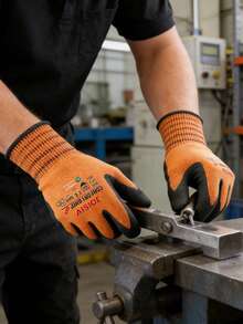 1/2 Pairs MicroFoam Nitrile Coated Work Gloves – Non-Slip, Lightweight, Durable, For Home Improvement, Gardening, Construction, Auto Repair – Orange & Grey - MicroFoam Nitrile Gloves - View 8