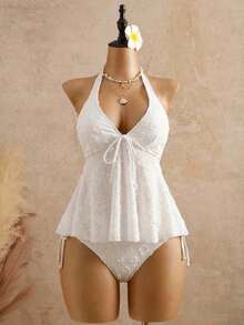 Bellisia Women's Relaxed Vacation Polka Textured Fabric Camisole Yellow Bikini Tankini Elegant Dress Women Beach Outfit Women's Beach Bikinis Summer 2026 Women's Summer Vacation, Graduation Season, Wedding Season, Back-To-School Season, Easter Season Party & Lunch Cute Casual Summer Camisole - Sweet,, Countryside Style Knit Texture, Ruffle Detail, Elastic Waist, Relaxed Hemline, High Low Design, Yellow Spaghetti Strap Tankini New Year's Wear Party A Numbered Women's Off--Neck And Backless Casual Vacation Topboho Easter Beach Outfits Hawaii Music Festival Tropical Vacation Yellow Bathing Suit Set Vintage Swimsuit Lemon Bathing Suit Lace Swimsuit Seashell Bathing Suit - 白色 - 查看 5