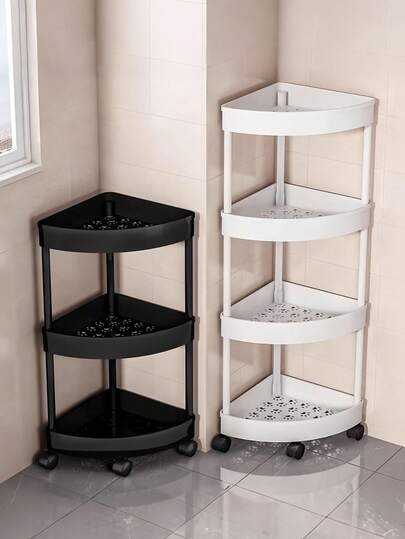 Carrito de almacenamiento con ruedas, organizador de esquina compacto con ruedas, de plástico resistente, plegable y requiere montaje, sin electricidad necesaria, apto para cocina, sala de estar, dormitorio, oficina, artículos de higiene comercial y baño, cesta de almacenamiento multiusos