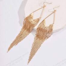 1 Pair Golden Chain Tassel Pendant Elegant Sweet Drop Earrings - Yellow Gold - View 3