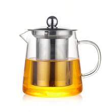 1pc Glass Teapot With Tea Strainer, Thick Heat-Resistant Glass Flower Tea Pot With Stainless Steel Filter - Multicolor - View 5
