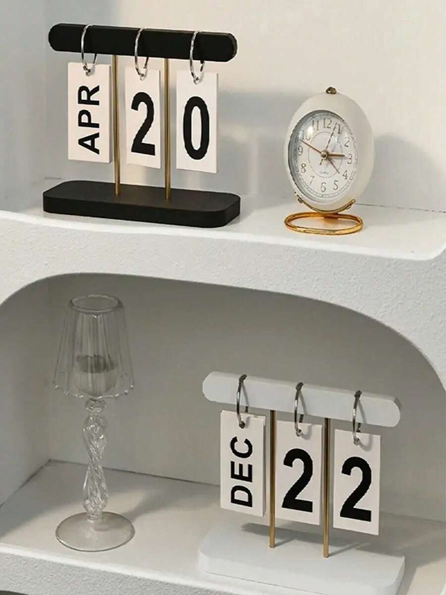 1pc Nordic Minimalist Creative Flip Calendar, Desk Calendar Ornament, Home Living Room, Dining Table, Coffee Table, Office Desk Decoration, Holiday Countdown Calendar - Single Piece - View 1