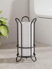 1pc Metal Upright Tissue Paper Holder, Bathroom Toilet Roll Dispenser - Vertical - View 3