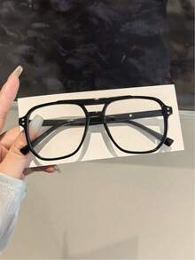 1 Pair Women's Lightweight Acrylic Glasses, Pilot Square Frame, Fashion Non-Prescription Glasses, Suitable For Daily Reading And Outfit Decoration - Multicolor - View 4