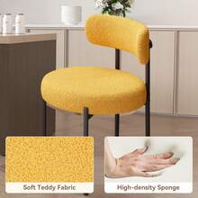 Nalupatio Dining Chairs Set Of 2 Teddy Fabric Round Boucle Chairs.Mid-Century Upholstered Kitchen Chairs Dining Chairs With Metal Legs - 黃色 - 查看 2