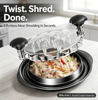 Chicken Shredder, 8" Large Chicken Breast Shredding Tool Twist With Non-Skid Base, Meat Shredder Machine, Ergonomic Handle, Heat Resistant, Suitable For Pulled Pork Beef Chicken, Red