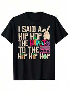 ¡Dije Hip! The Hippity Hop Rabbit For A Fun Easter Day T-Shirt, Nuevo Estilo Holgado Unisex de Manga Corta, Casual y Cómodo, 100% Algodón, Tallas S-XXXL - Negro - Ver 2