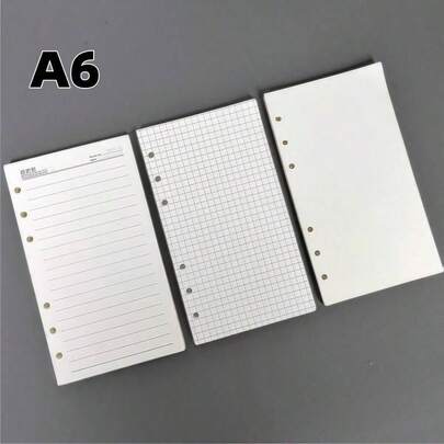60pcs/Pack A6 Loose Leaf Paper, A6 Planner Refill Paper, A6 Notebook Paper, 6-Ring Binder Filler Paper, Thick Blank & Grid Lines, Smooth Writing, Compact & Portable, Suitable For Students And Office Workers