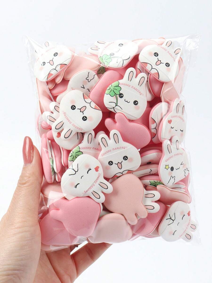5-10-20-50-100pcs Random Print Makeup Sponge Applicators, Sponges For BB Cream, Foundation, Concealer, Especially Suitable For Covering Blemishes, Spots, And Precise Contouring Around Eyes, Nose, And Mouth. Latex-Free, Expands When Wet, Dual-Use Makeup Sponges Suitable For All Skin Types.,Giveaways,Travel,Cheap Stuff,Travel Essential - Multicolor - View 1