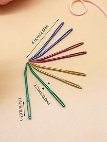 8pcs Colorful Yarn Sewing Tapestry Needles, Red Yellow Blue Green High Visibility Bright Colors, 2pcs Per Color, Large Eye Thick Needles Suitable For Yarn, Used For Amigurumi Doll Making, Blanket Knitting, Patchwork, Hiding Yarn Ends, Knitting Finishing DIY Tools - Large-eye Aluminum Bent Needle - View 11