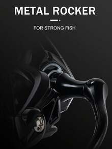 BILLINGS 最大拖拽力26磅，淡水海水两用纺车轮，齿轮比5.2:1，金属转子和线杯 - 黑色 - 查看 5