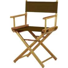 18 Inch Director's Chair – Natural Frame With Brown Canvas For Outdoor, Patio, Or Studio Use - Natural Frame + 18" - Classic Height + Natural Frame/Brown Canvas - View 1