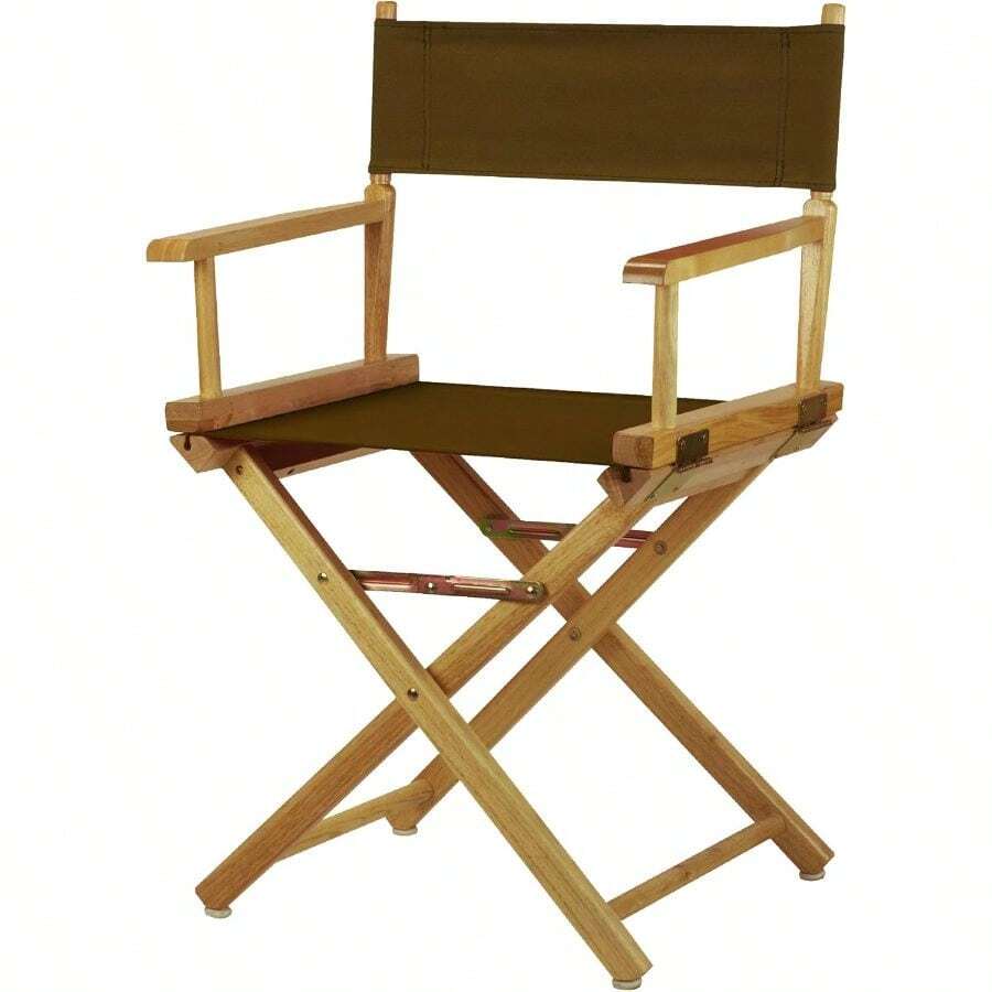 18 Inch Director's Chair – Natural Frame With Brown Canvas For Outdoor, Patio, Or Studio Use - Natural Frame + 18" - Classic Height + Natural Frame/Brown Canvas - View 1