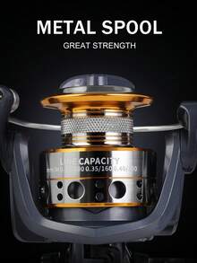 BILLINGS Carrete de pesca giratorio, serie 1000-7000, arrastre máximo de 12 kg, bobina de metal suave, palanca plegable intercambiable izquierda/derecha, fácil de transportar, relación de engranajes 5.2:1 para pesca de agua salada y agua dulce - Gris - Ver 3