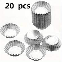 30/20/10pcs Aluminum Tart Mold, Tart Crust Baking Tray, Cupcake, Muffin & Cookie Baking Cups - Silver - View 8