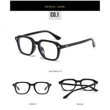 复古方形镜框男女通用眼镜，适合办公室、电脑、手机等场合使用。 - 無色 - 查看 4