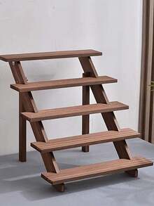 1pc Wooden Display Riser, 3/4/5 Tier Earring & Ring Holder Stands,Farmhouse Cupcake Stands, Table Display Stand For Vendors, OrganizerShowcase For Tabletop Shows And Home Using, Wood Rustic Risers - Brown - View 2