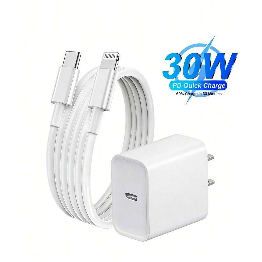 1-3个30W墙式旅行充电器，3.3英尺/100厘米Type-C转Lightning快速充电数据线，兼容 16/16 Pro/16 Pro Max/16 Plus/15/15 Pro/15 Pro Max/Mini6/Air4/Pro， - 美規A型插(110-127V) - 查看 1